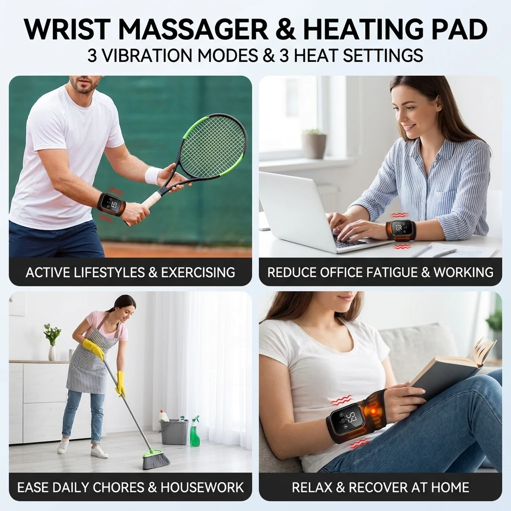 Wrist Massager with Heat Black Rechargeable Brace - Image 2