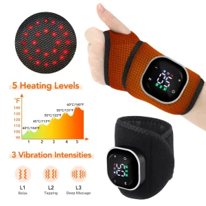 Wrist Massager with Heat Black Rechargeable Brace - Thumbnail Image 6