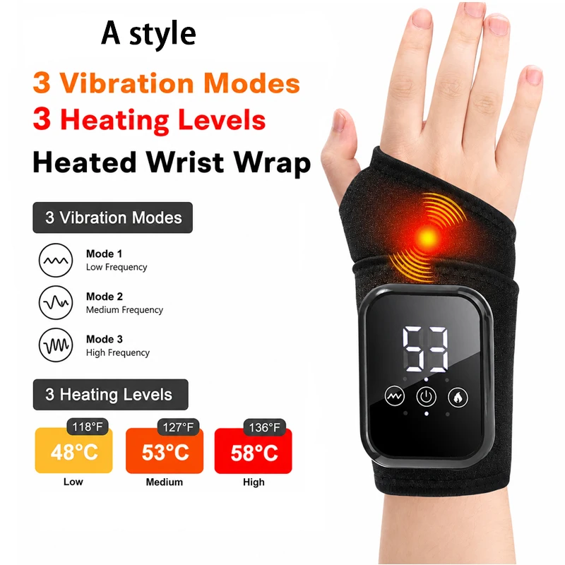 Wrist Massager with Heat Black Rechargeable Brace - Image 8