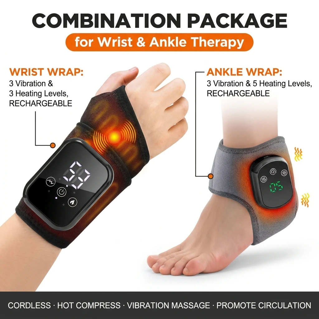 Wrist Massager with Heat Black Rechargeable Brace - Image 9