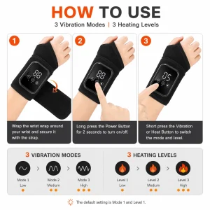 Wrist Massager with Heat Black Rechargeable Brace - Thumbnail Image 3
