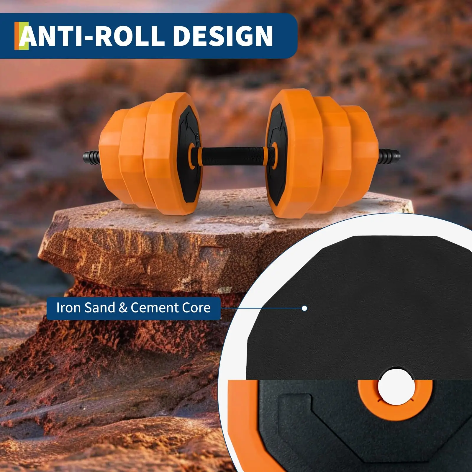Adjustable Dumbbells, 44lbs Free Weight Set - Image 3