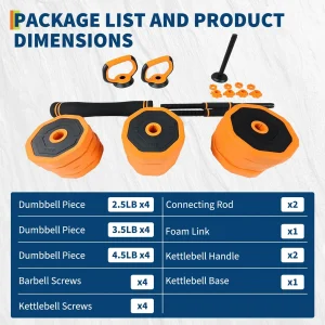 Adjustable Dumbbells, 44lbs Free Weight Set - Thumbnail Image 4